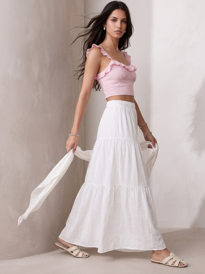 White High Waist Flared Skirts