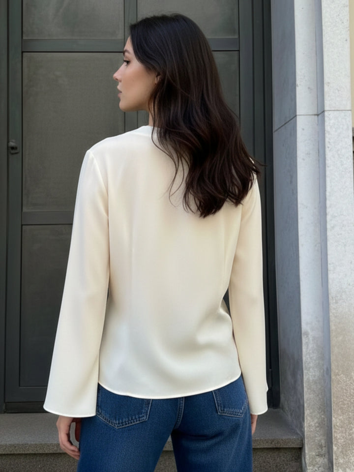Yellow Front Gladiator Tie Up Flutter Sleeved Blouson