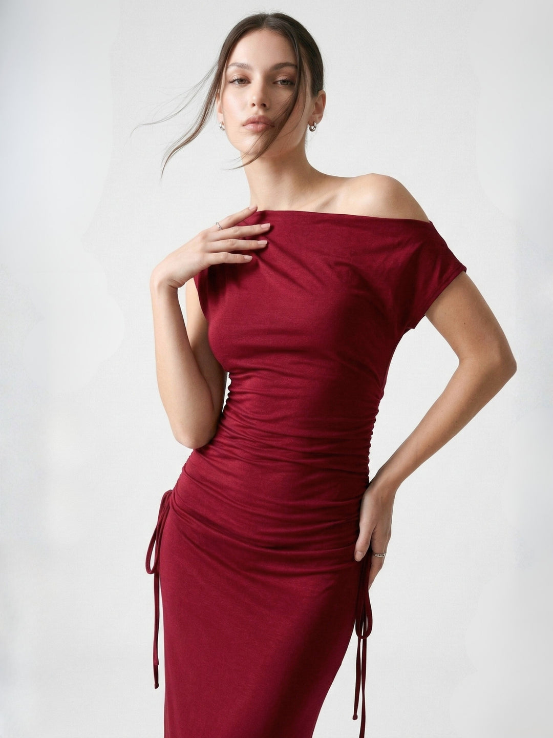 Red One Shoulder Fitted Dress