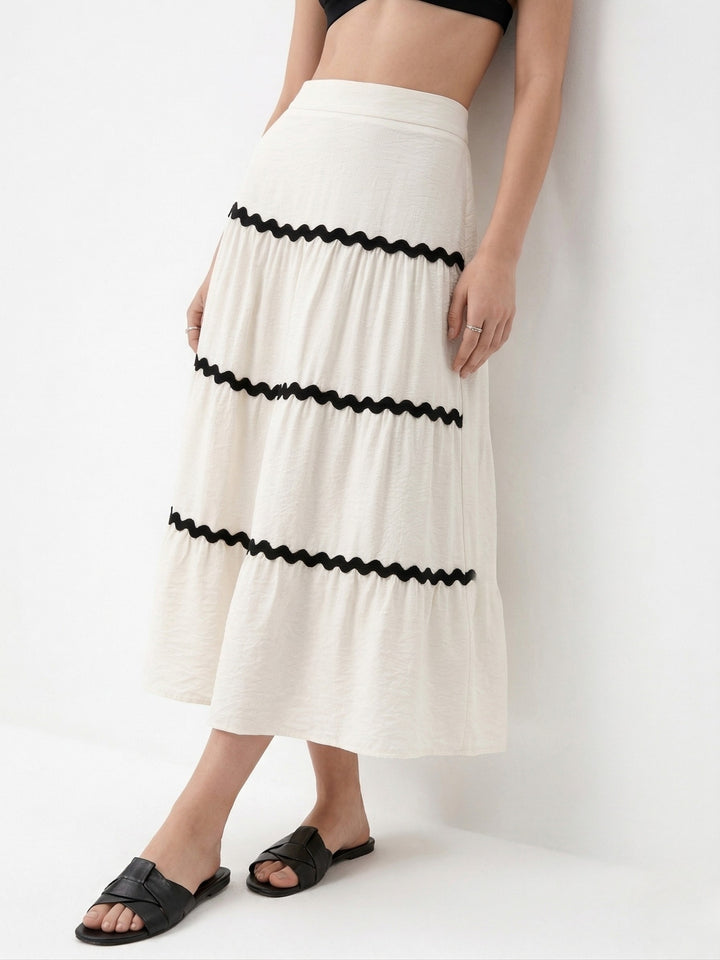 White High Waist Tiered Skirt