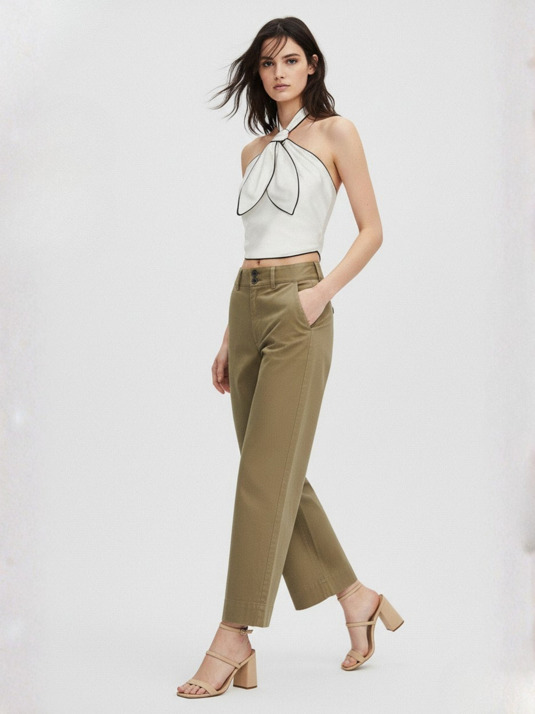 Brown Tapered Fit High-Rise
