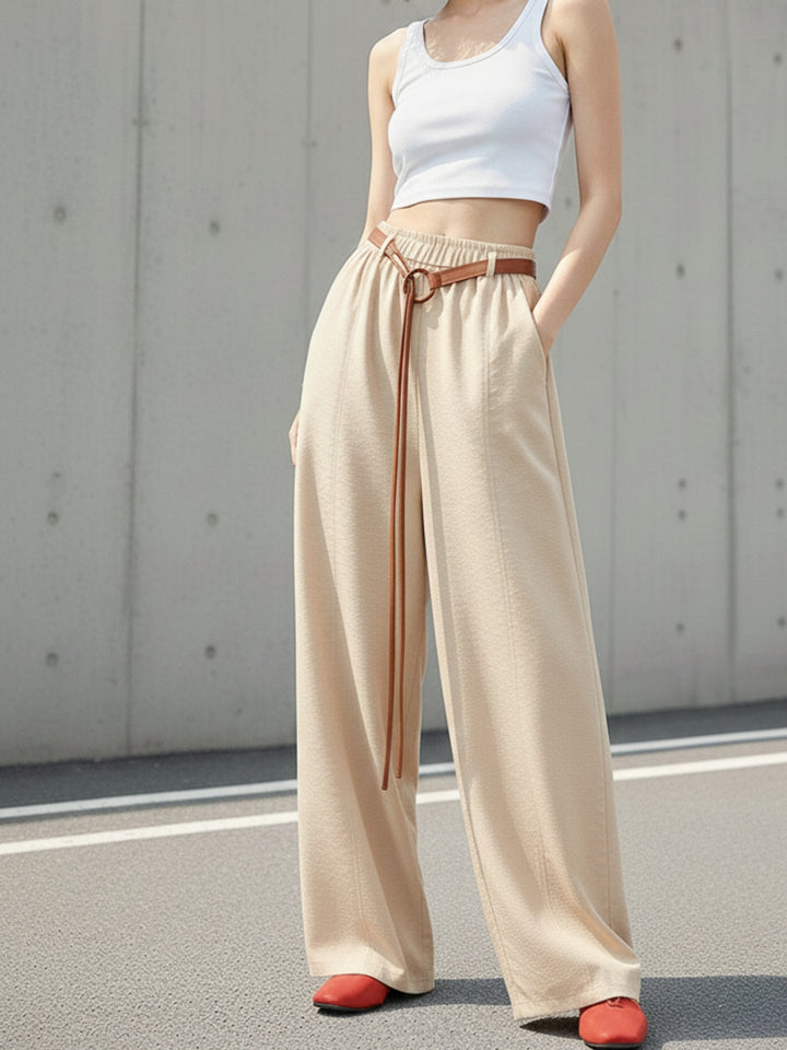 Beige High Waist Barrel Style Sweatpant