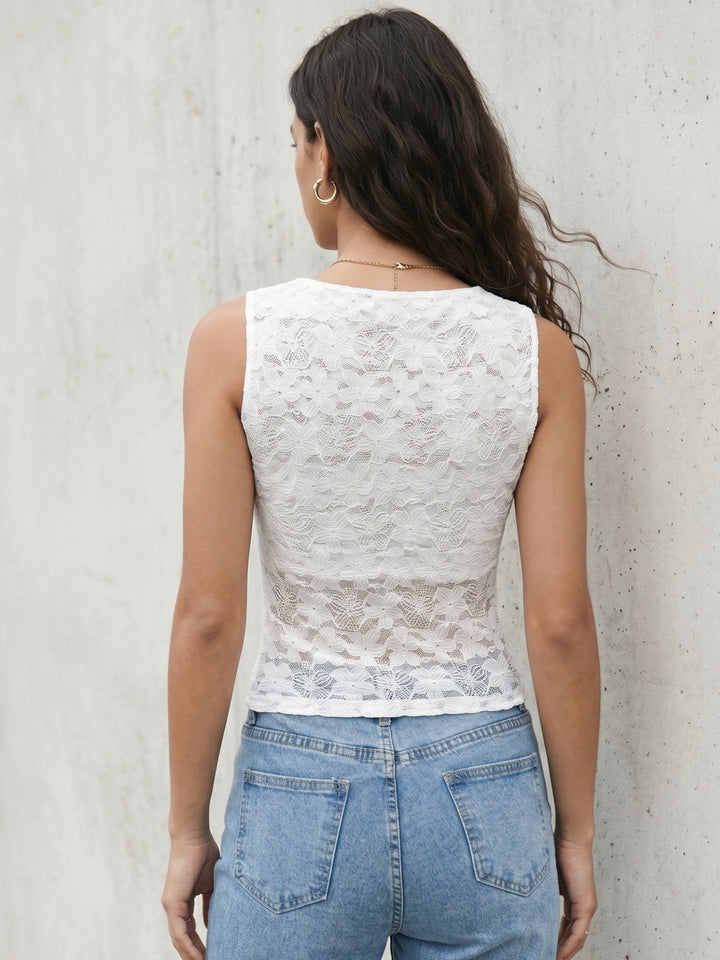 White Sleeveless Fitted Top