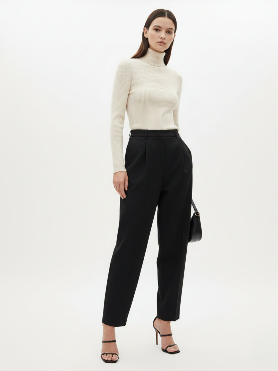Nude Full Sleeve Turtle Neck Top