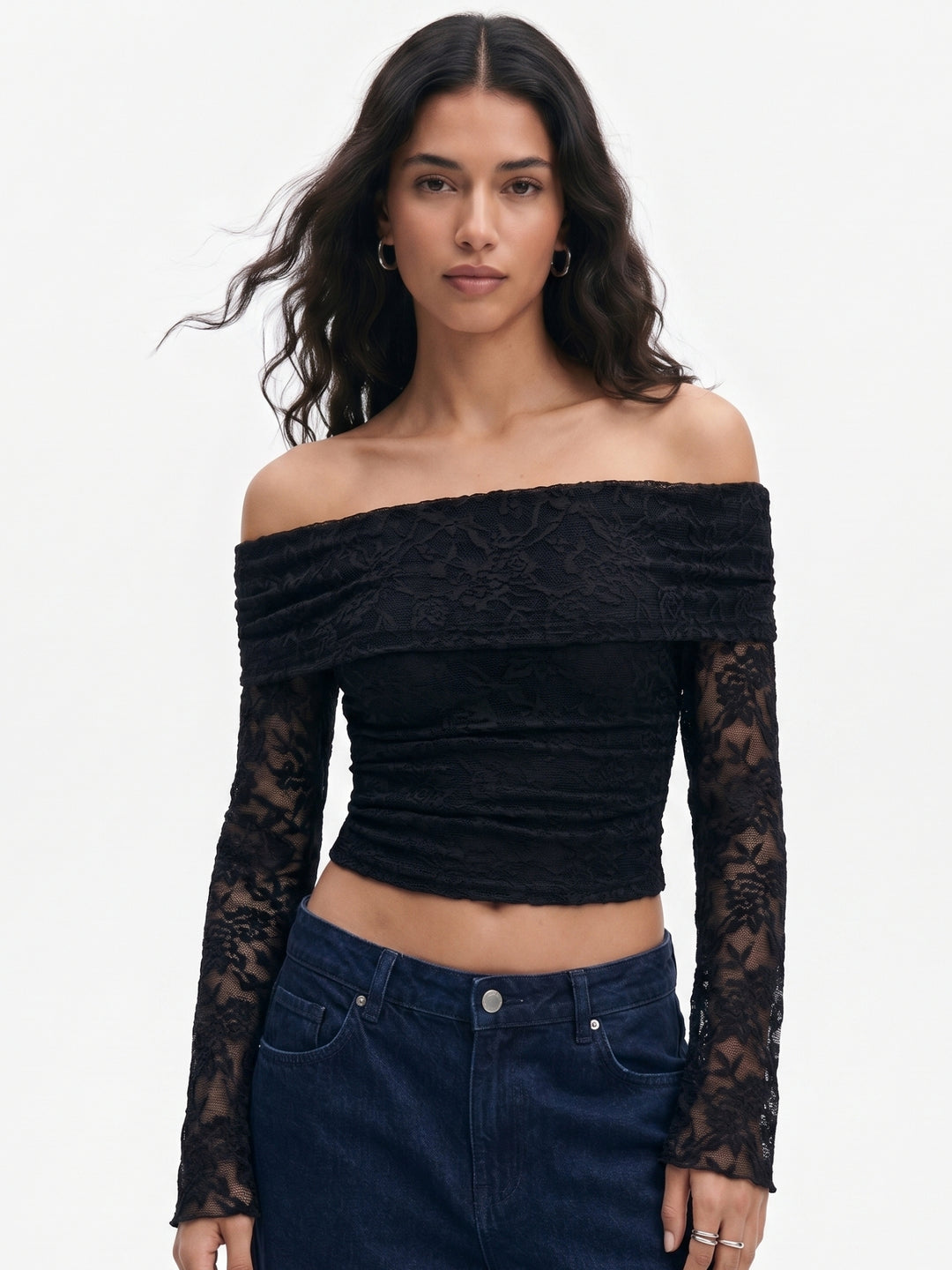 Black Full Sleeve Off Shoulder Top