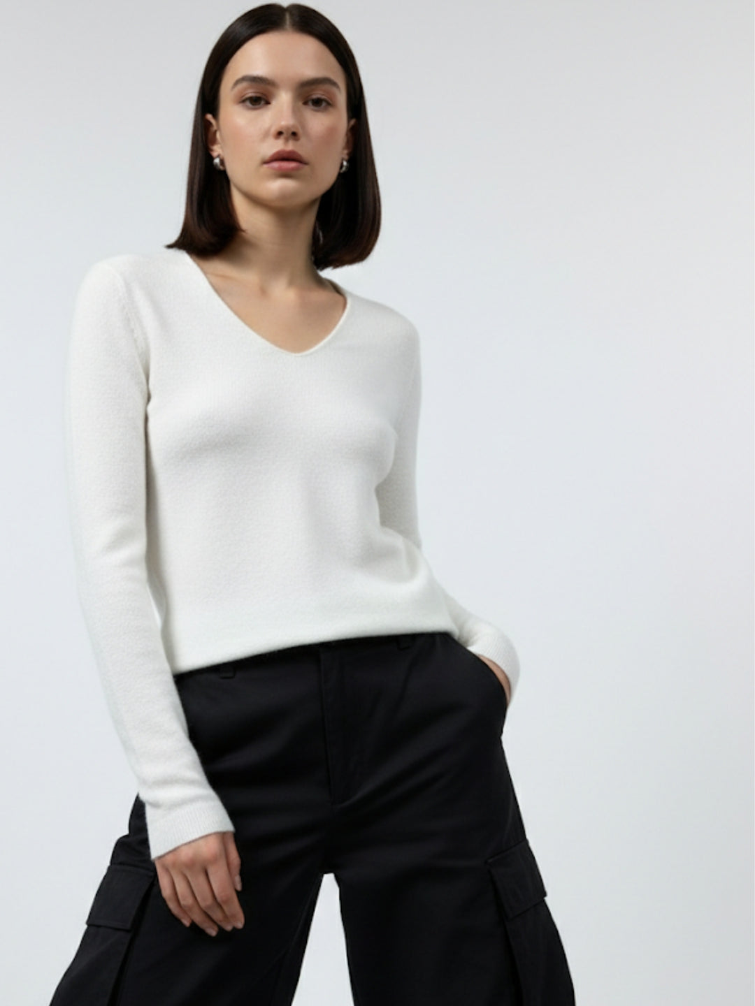 White Sweetheart Neck Inside Fleece Top