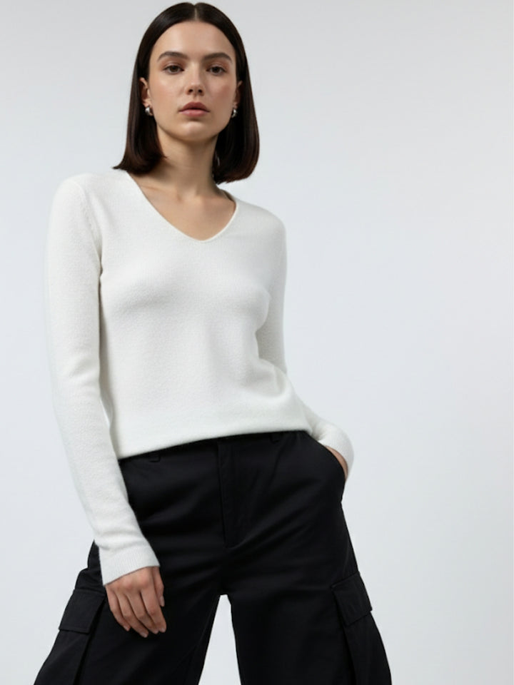 White Sweetheart Neck Inside Fleece Top