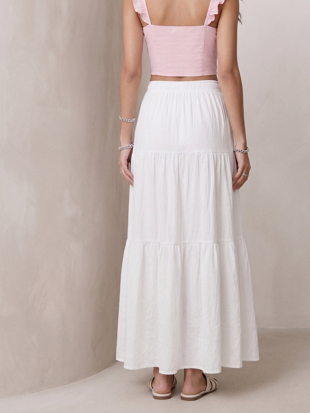 White High Waist Flared Skirts