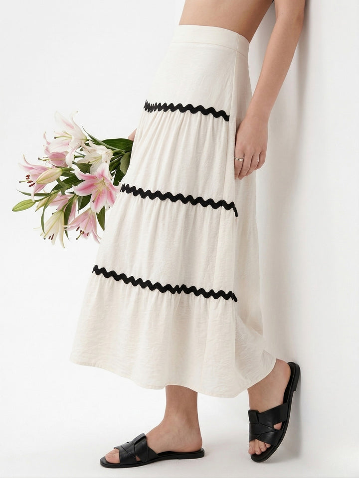 White High Waist Tiered Skirt