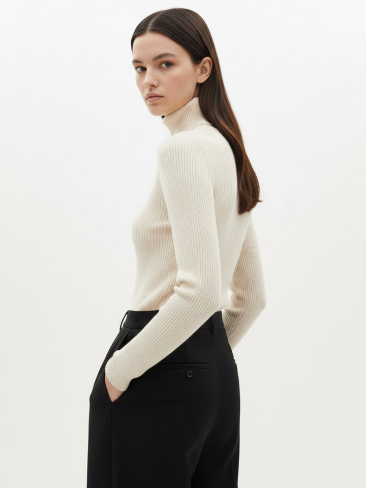 Nude Full Sleeve Turtle Neck Top