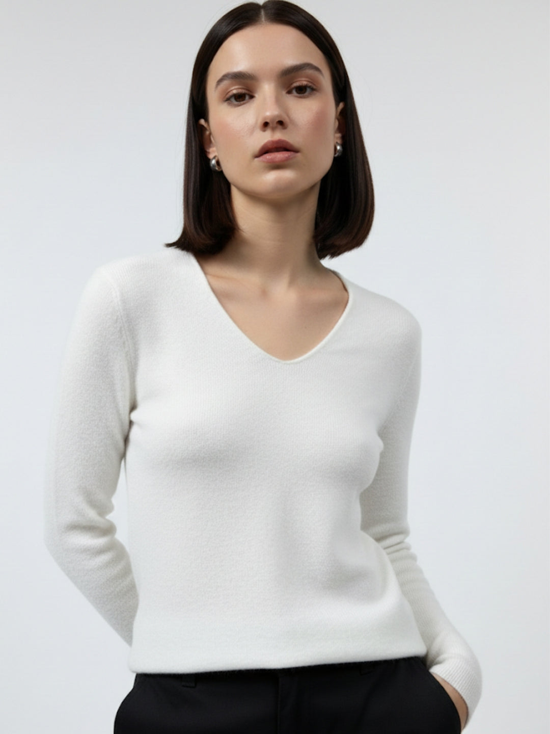 White Sweetheart Neck Inside Fleece Top