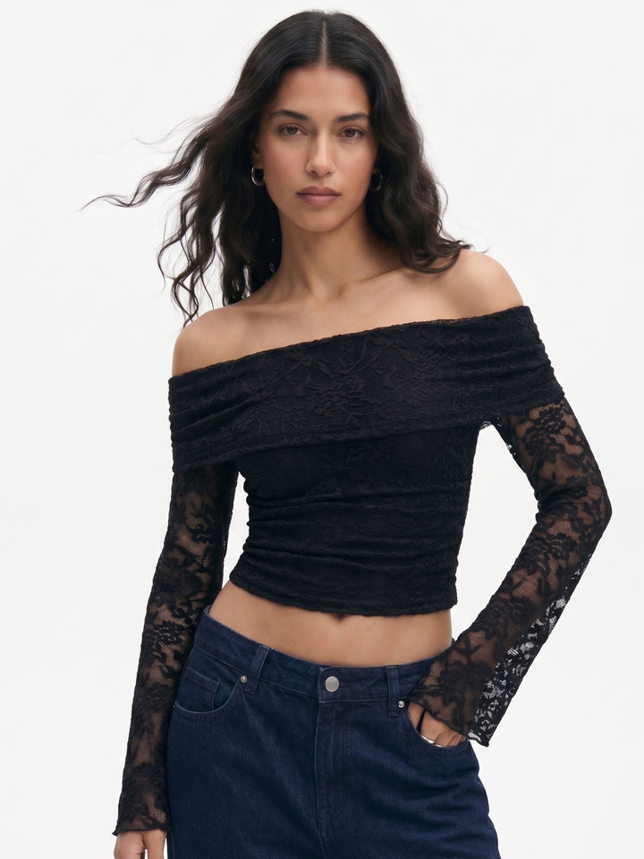 Black Full Sleeve Off Shoulder Top