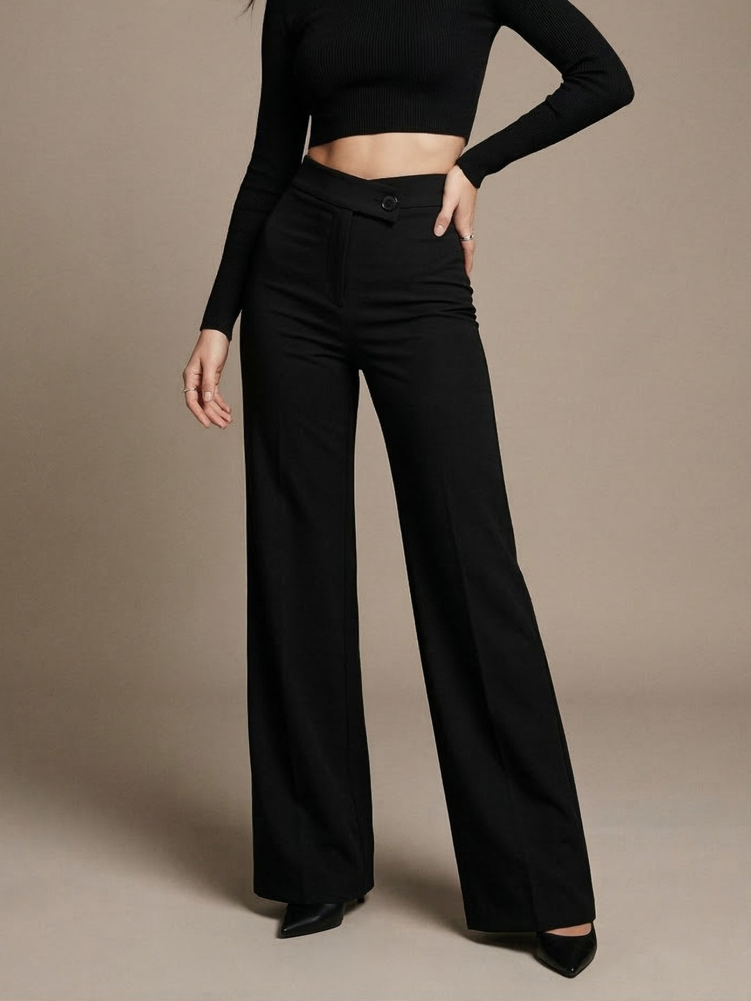 Black High Waist Wide Leg Pant