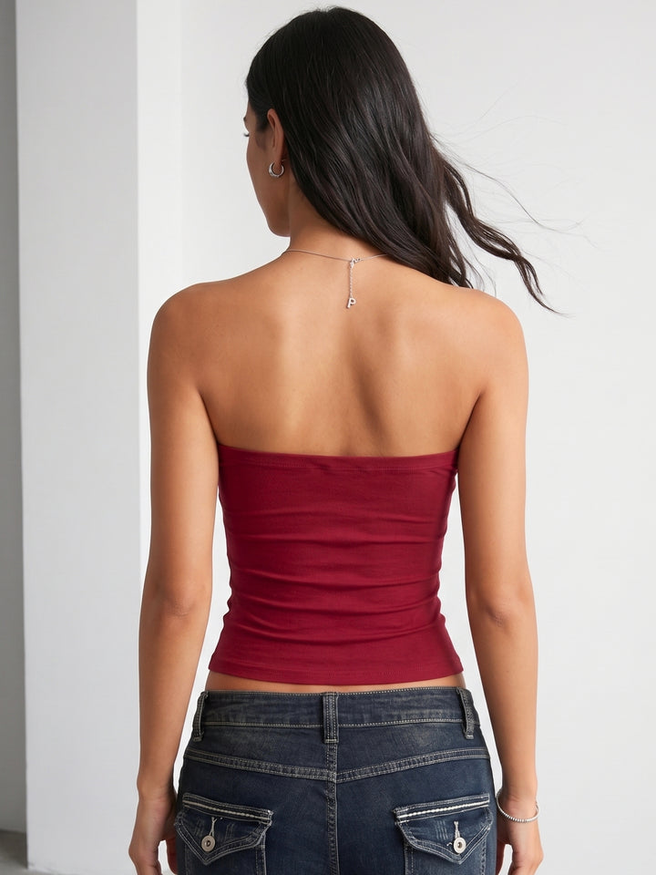 Red Off Shoulder Fitted Tank