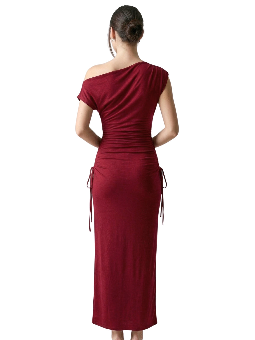 Red One Shoulder Fitted Dress