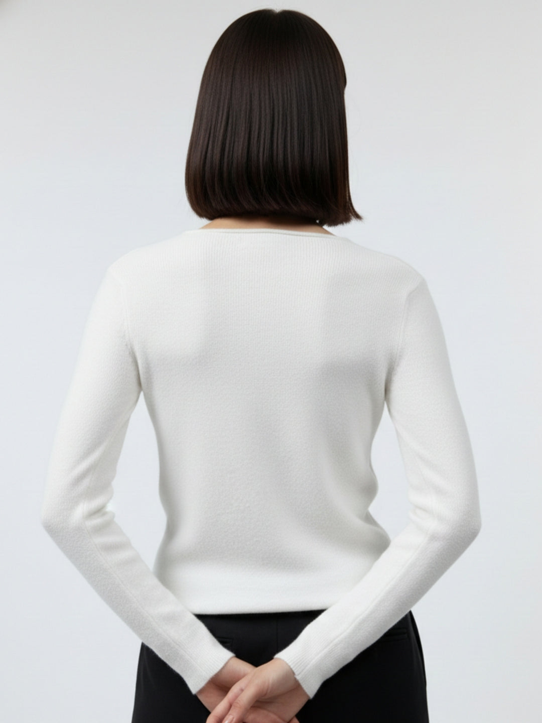 White Sweetheart Neck Inside Fleece Top