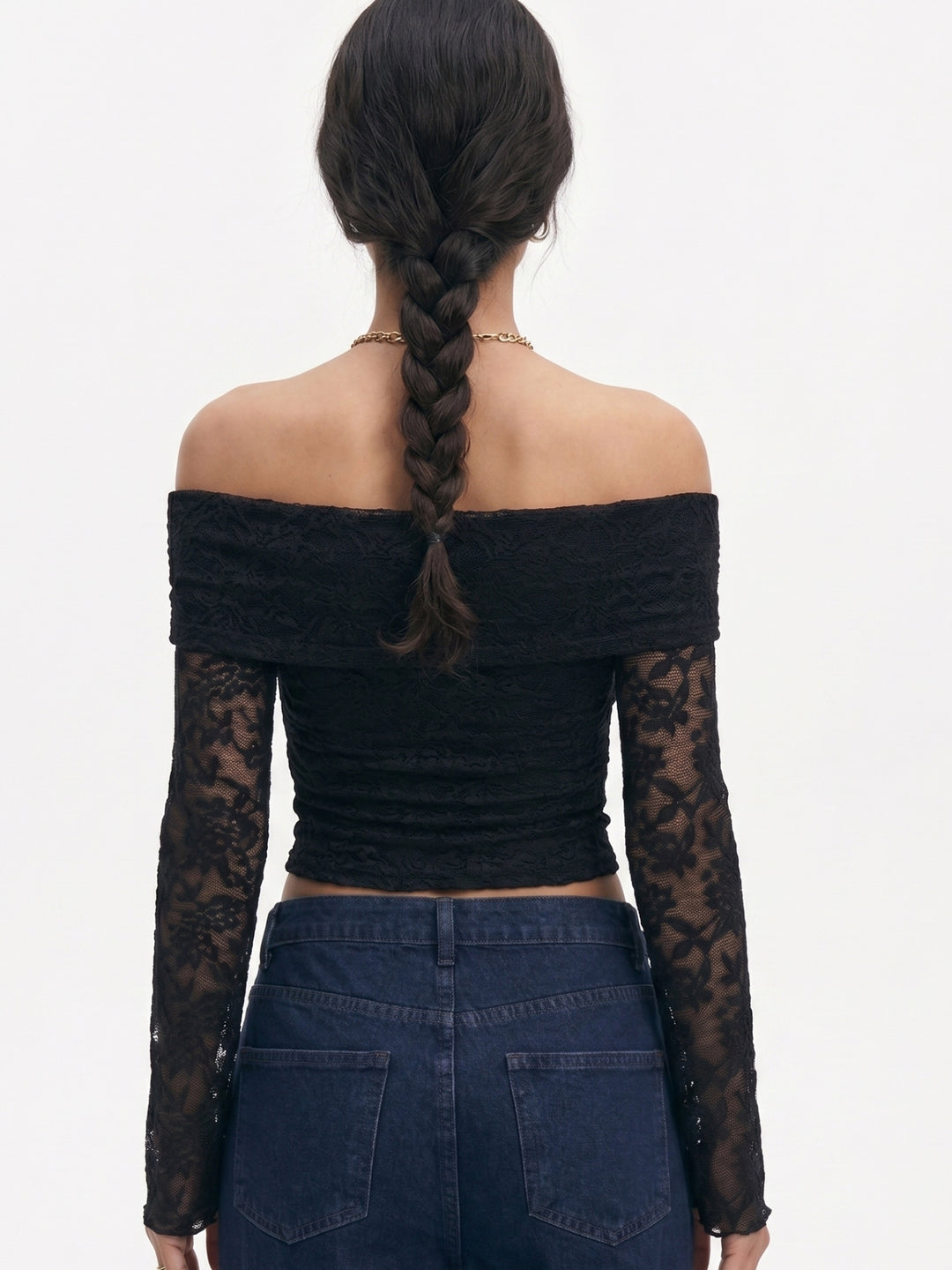 Black Full Sleeve Off Shoulder Top
