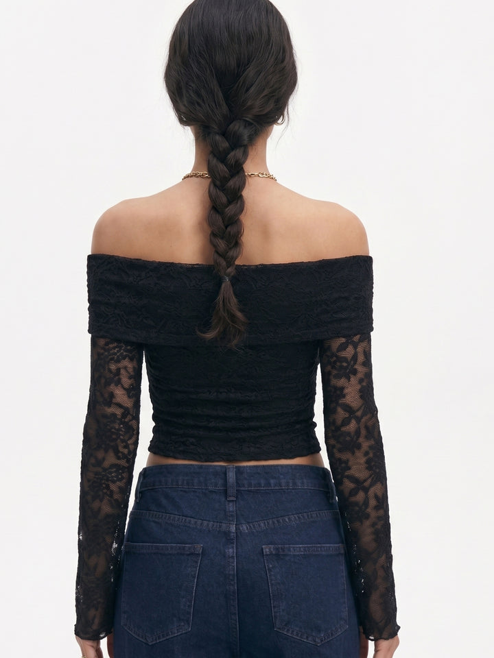 Black Full Sleeve Off Shoulder Top
