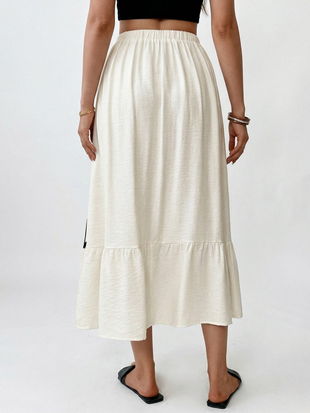 White High Waist Tiered Skirt