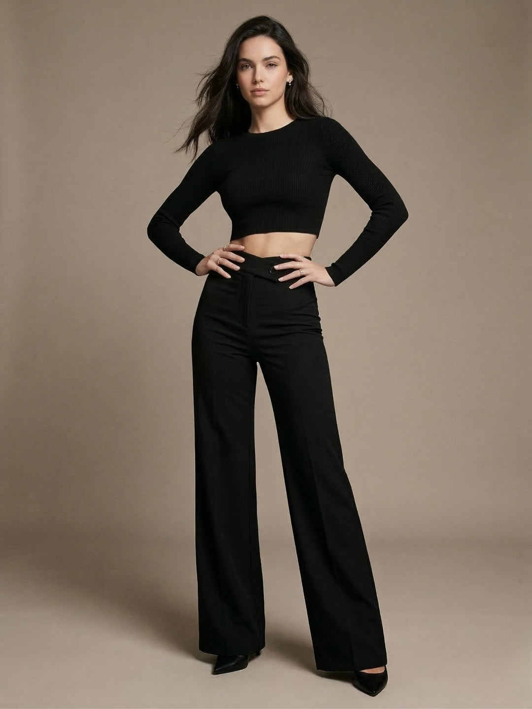 Black High Waist Wide Leg Pant