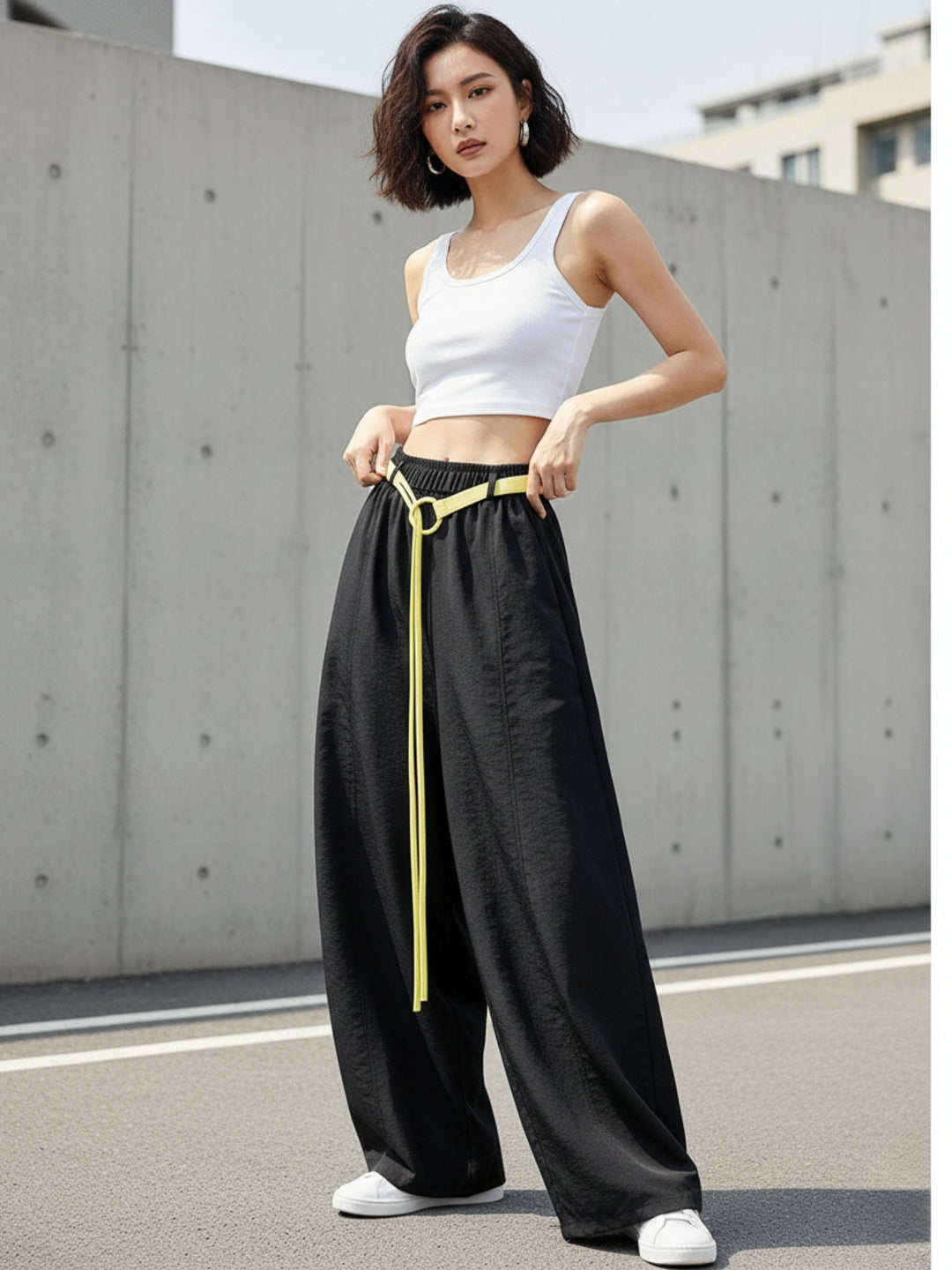 Black High Waist Barrel Style Sweatpant
