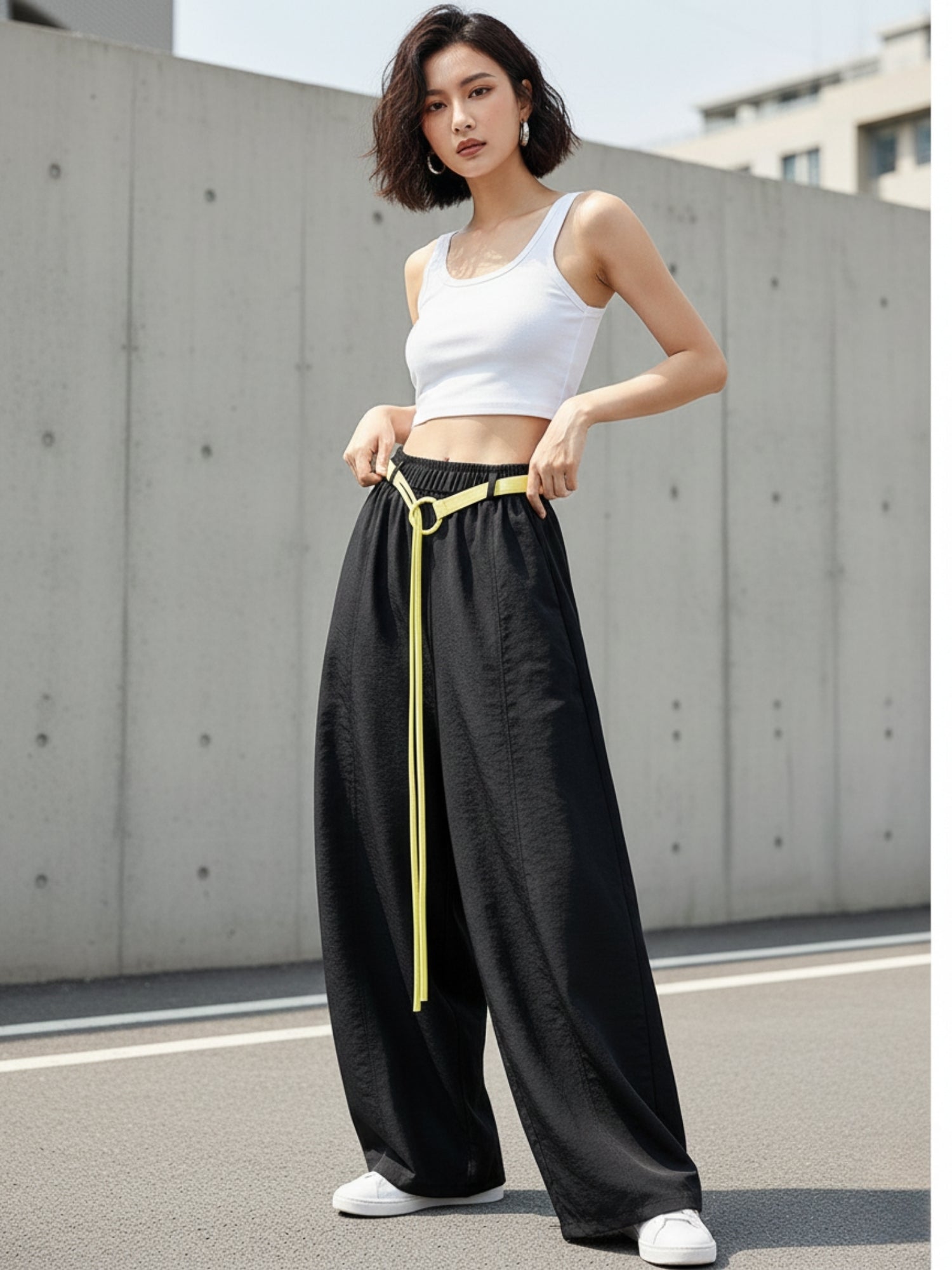 Black High Waist Barrel Style Sweatpant