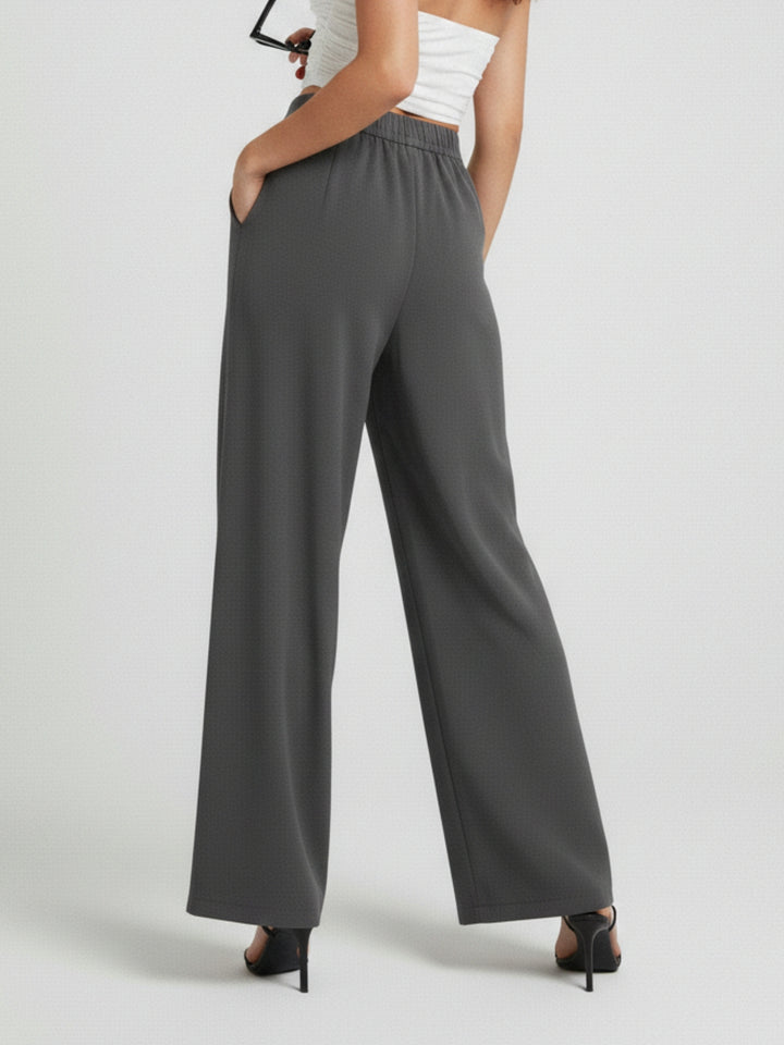 Charcoal Wide Leg Pleated Pants