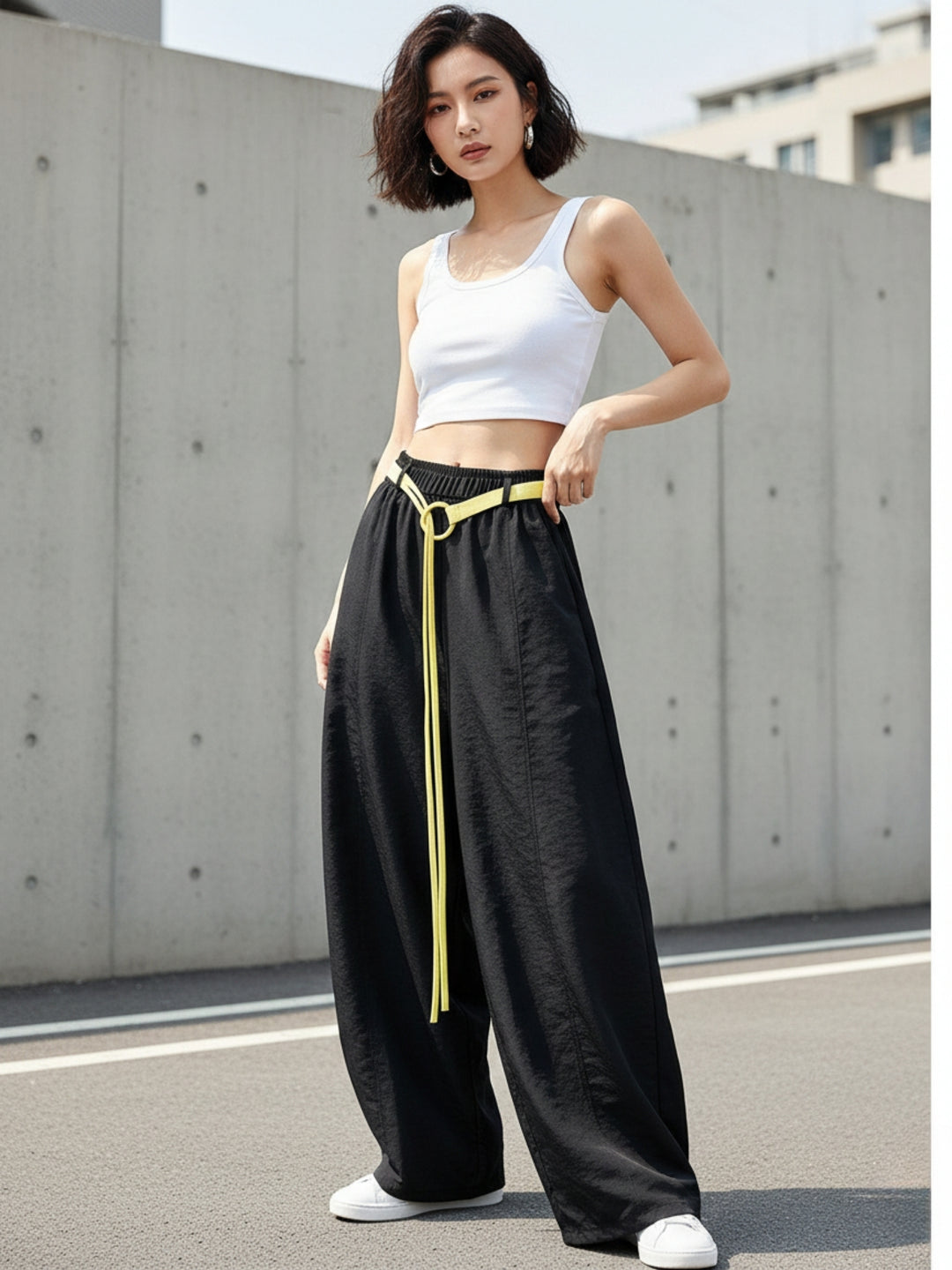 Black High Waist Barrel Style Sweatpant