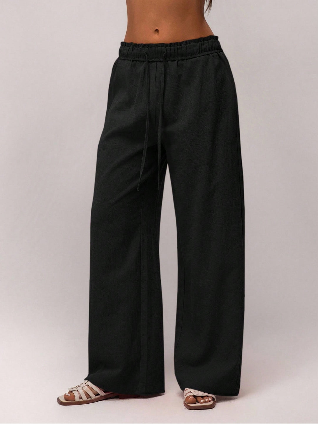 Black Low Waist Wide Leg Trouser