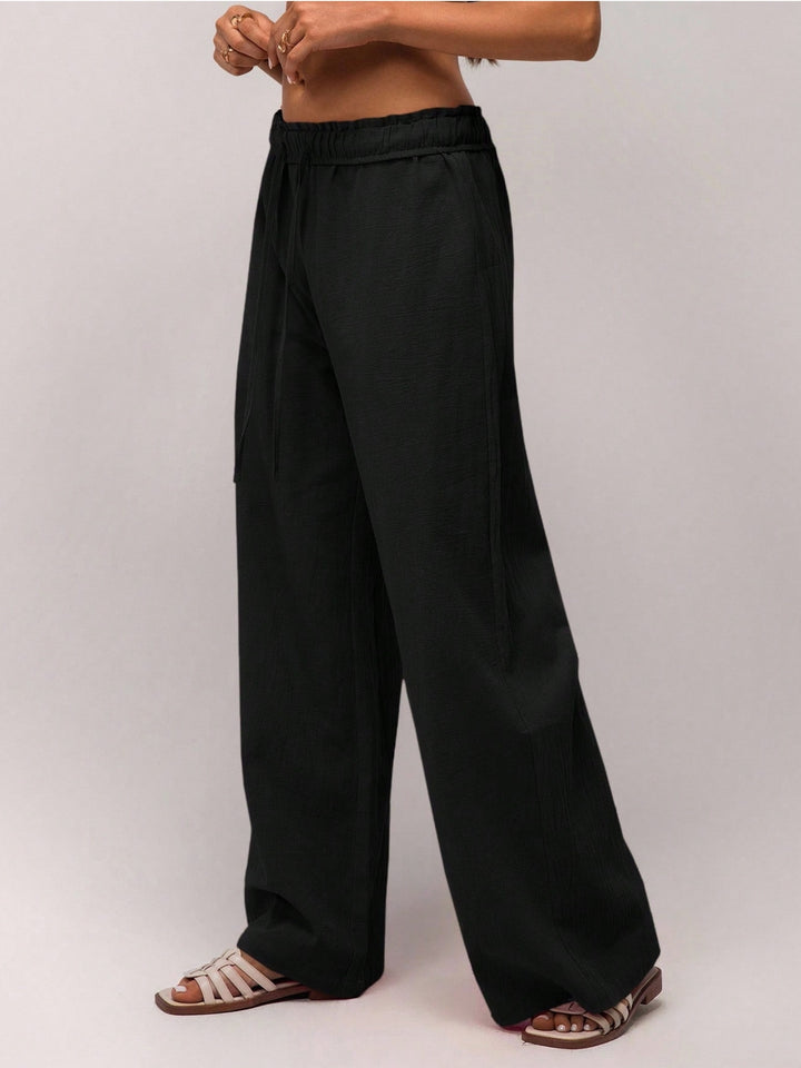 Black Low Waist Wide Leg Trouser