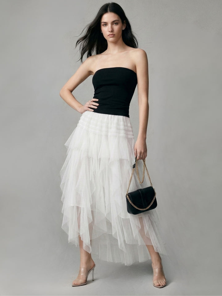 Black Off Shoulder Net Fringes Dress