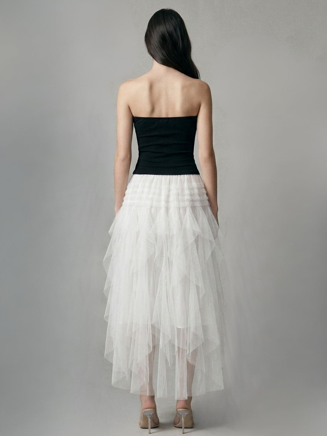 Black Off Shoulder Net Fringes Dress