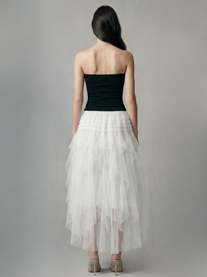 Black Off Shoulder Net Fringes Dress