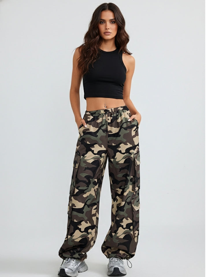 Multi High Waist Printed Wide Leg Trouser