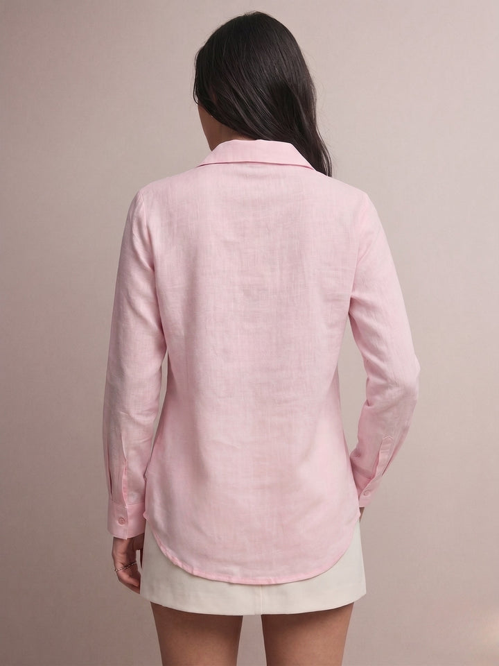 Pink Embroidered Pink Blouse In Satin Fabric