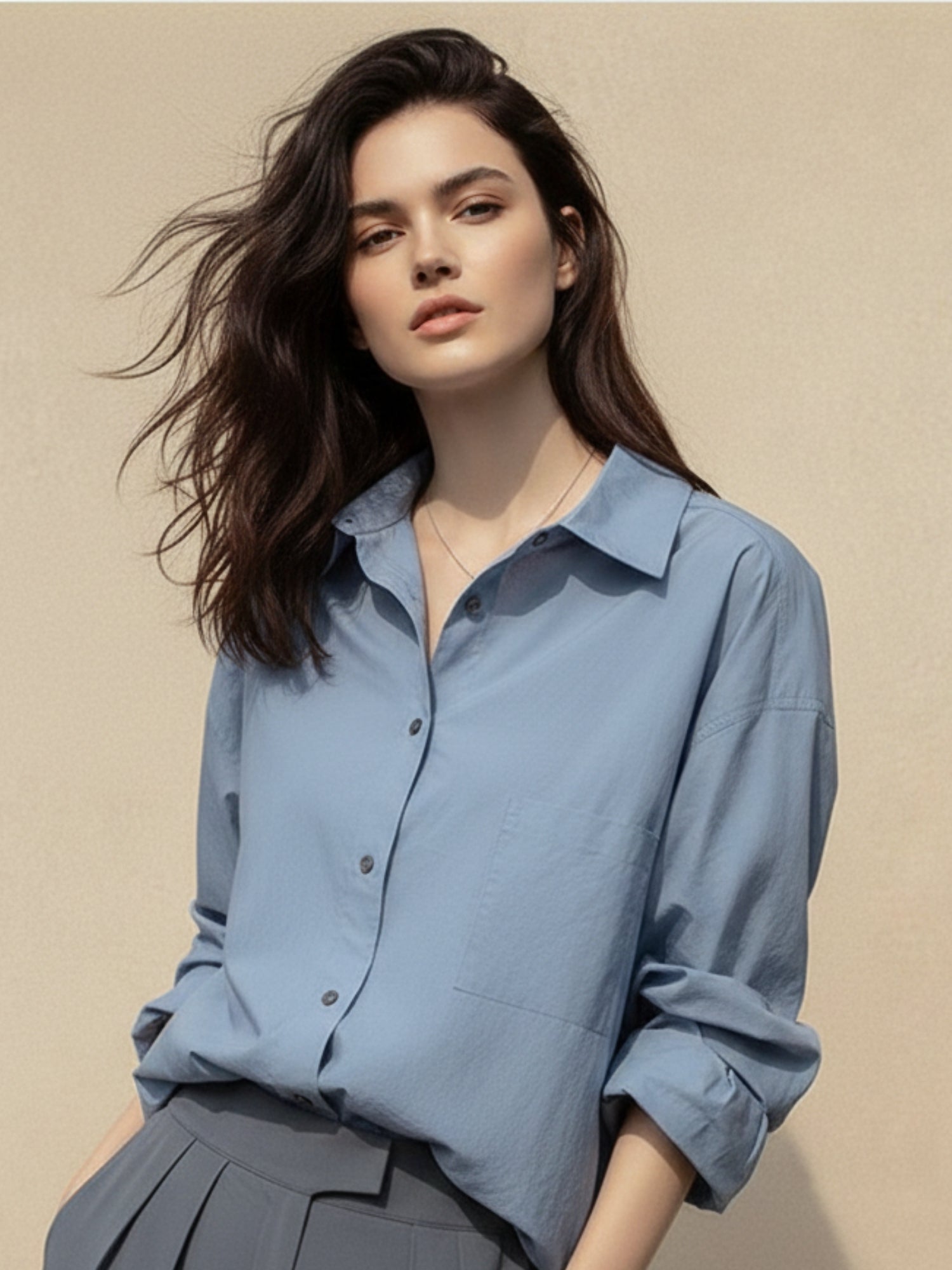 Blue Oversized Poplin Shirt
