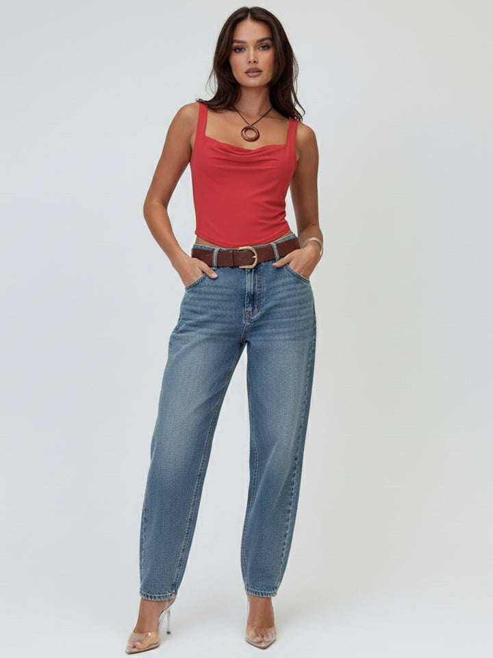 Red Cowl Neck Camisole