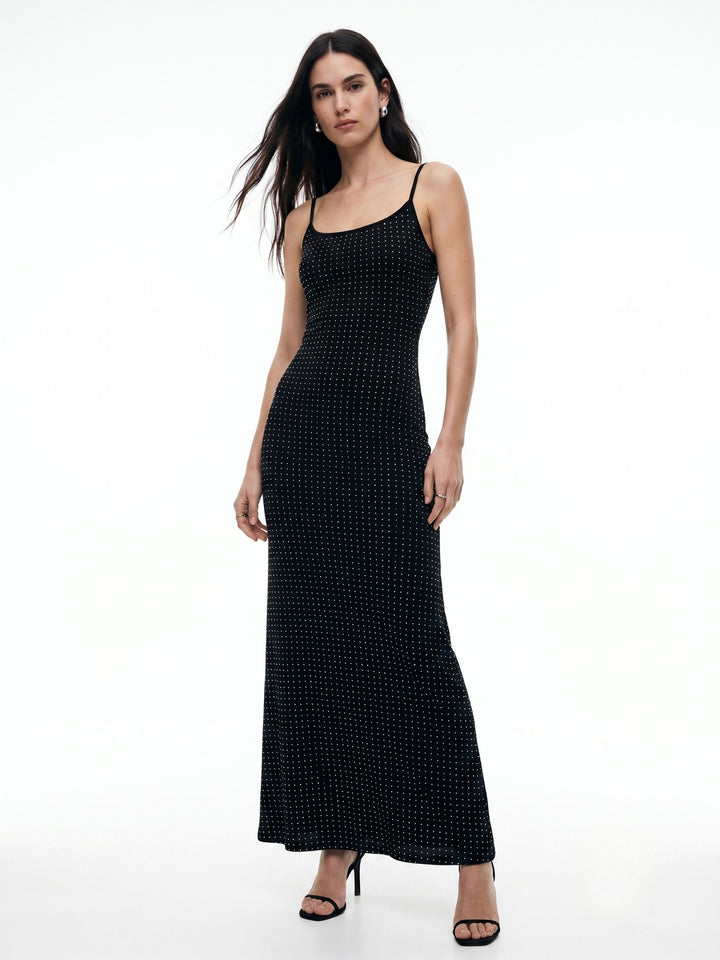 Black Strappy Sequined Bodycon Dress