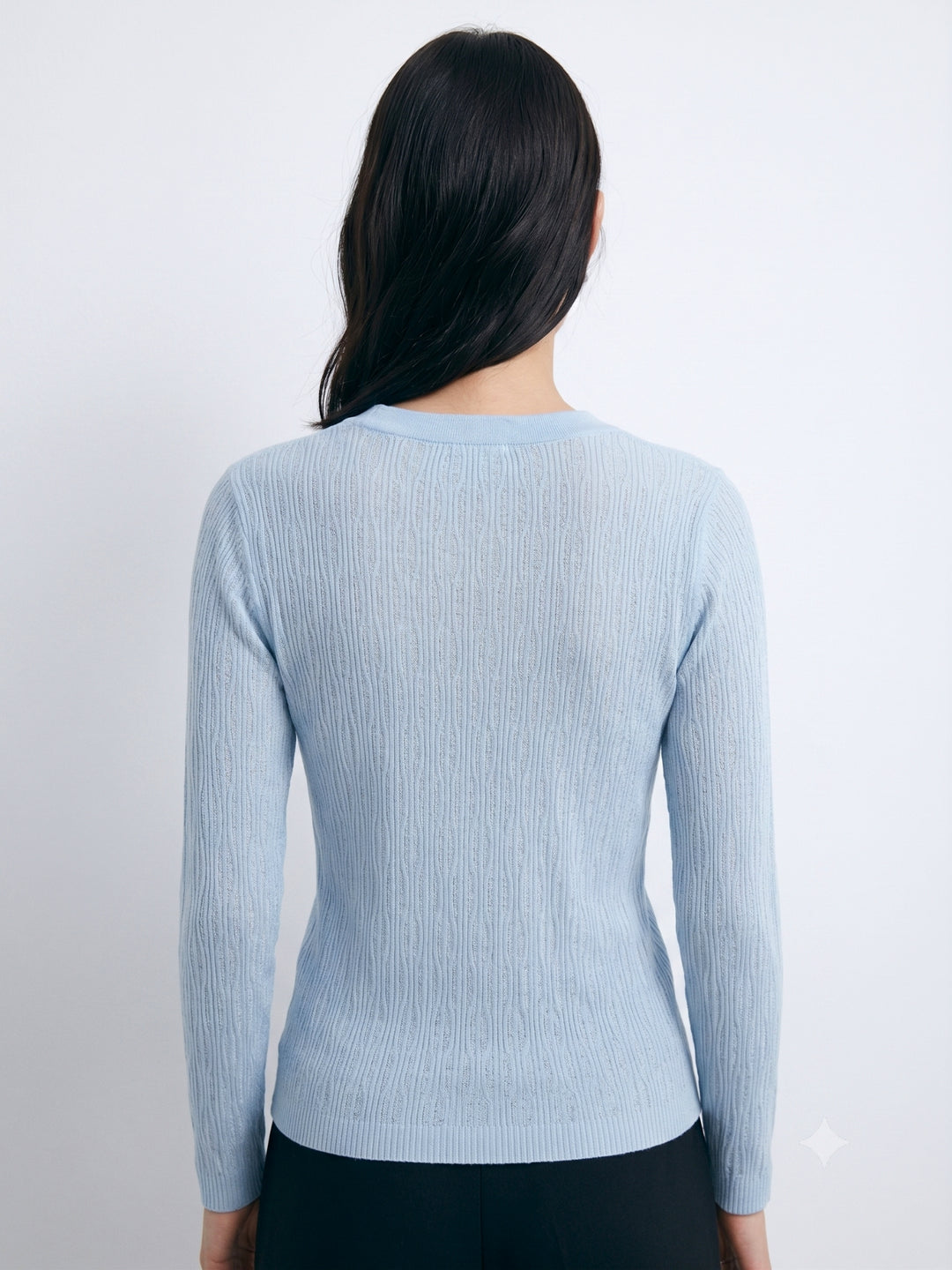 Blue Abstract Textured Cardigan Styled Top