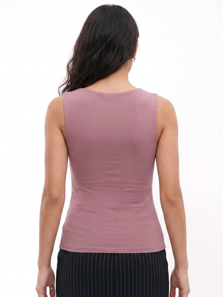 Mauve Square Neck Solid Top