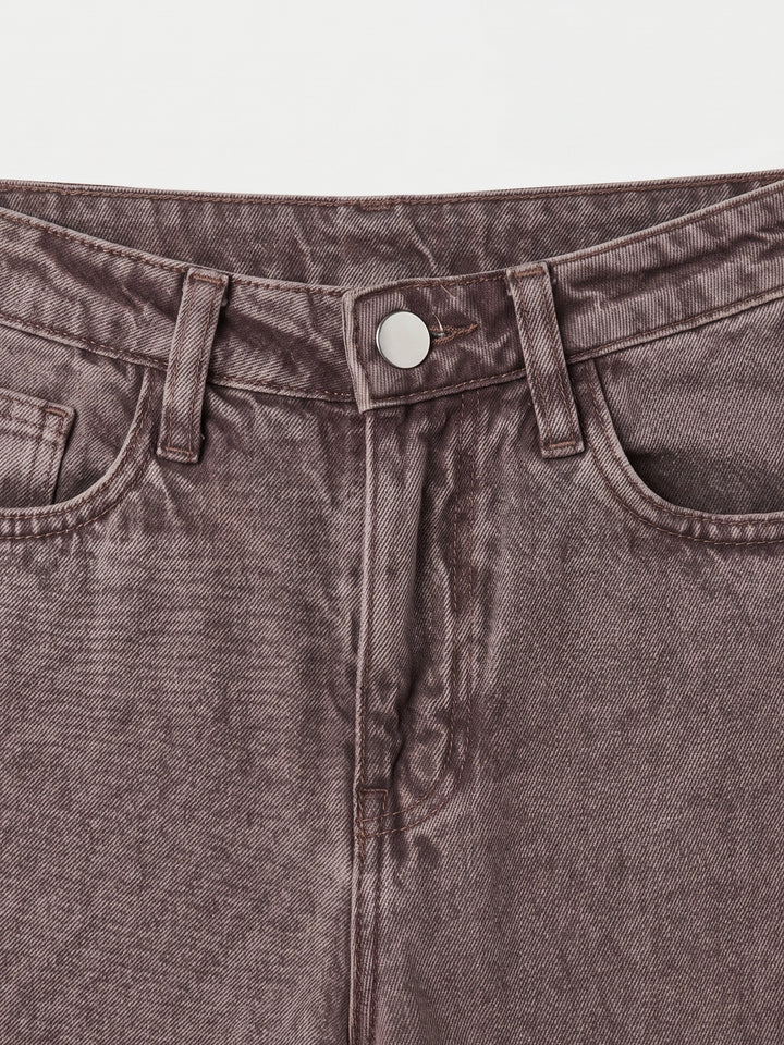 Mocha Brown High-Rise Straight Fit Jeans