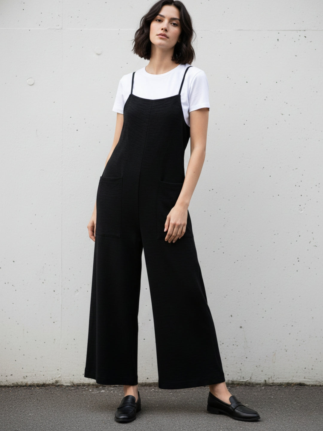 Black Double Spaghetti Strap Jumpsuits