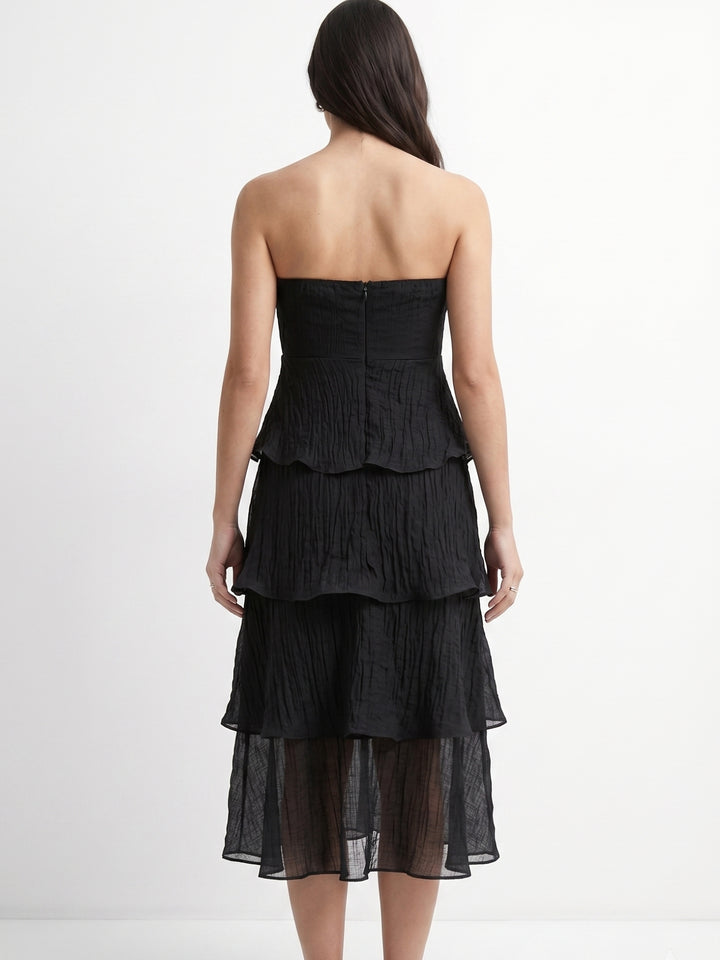 Black Tube Tiered Solid Dress