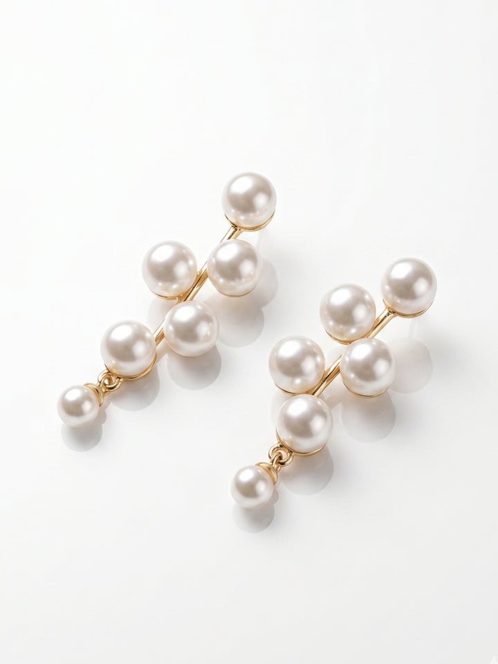 Gold Pearl Metal Earrings