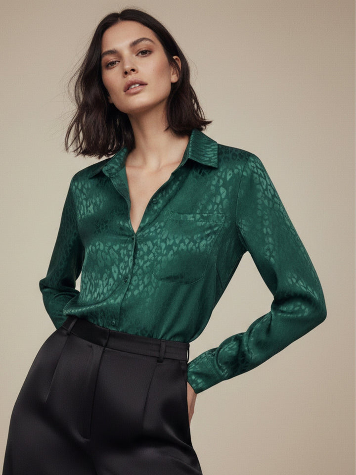 Green Self Design Textured Button Down Shirt