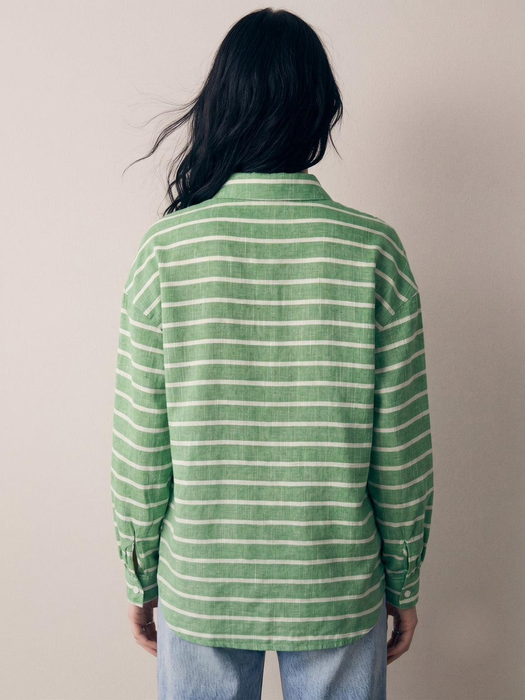 Green Button Down Striped Shirt