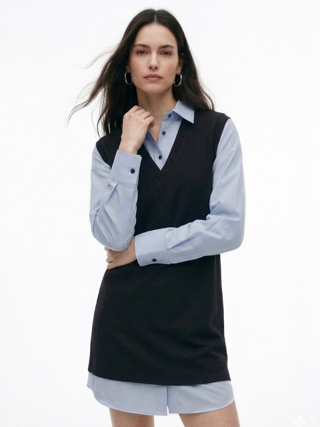 Black Twofer Style Contrast Coloured Mini Dress
