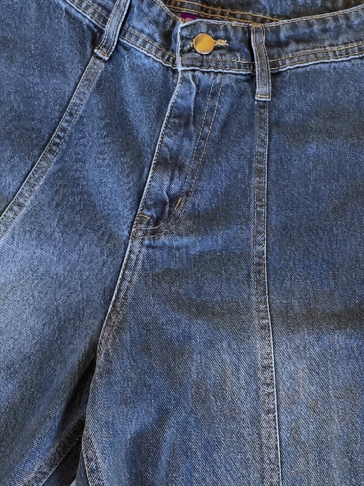 Blue Seam Detail Flared Jeans