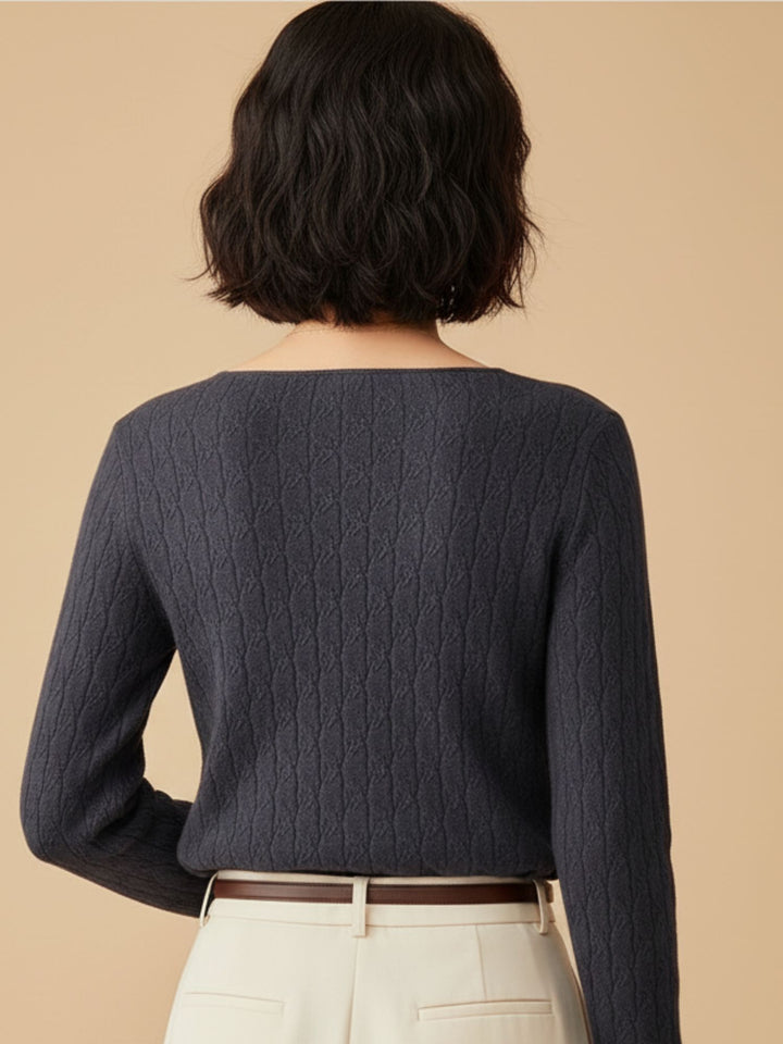 Charcoal Full Sleeve V Neck Relaxed Sweaters