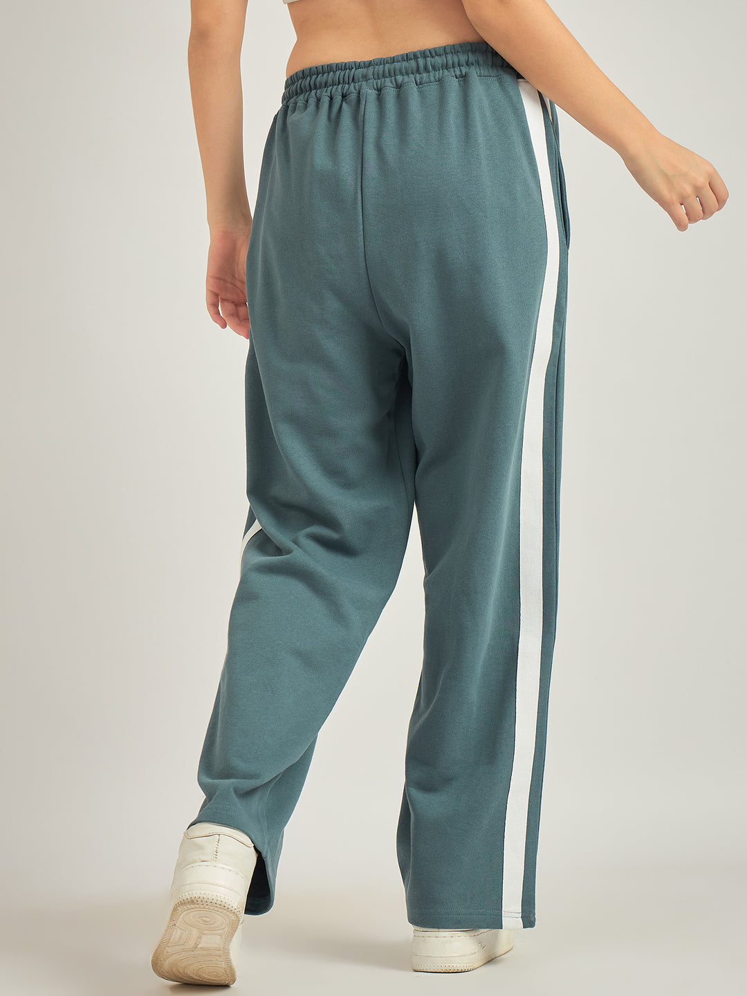 Teal Side Tape Printed Sweatpants